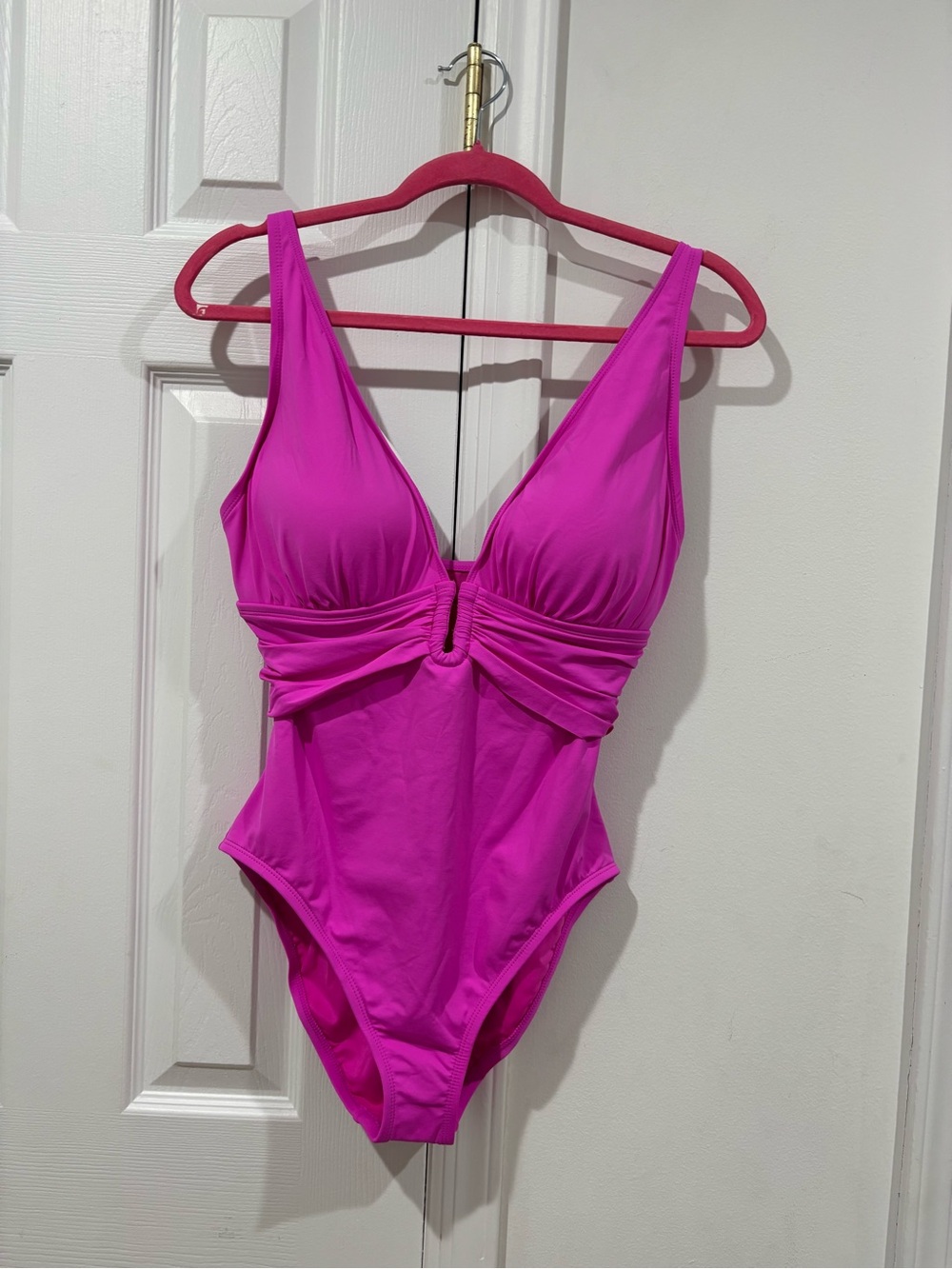 NWT Bleu By Rod Beattie Plunging Pink One Piece Swimsuit Dahlia Swim Size 10 $98 - Picture 12 of 12